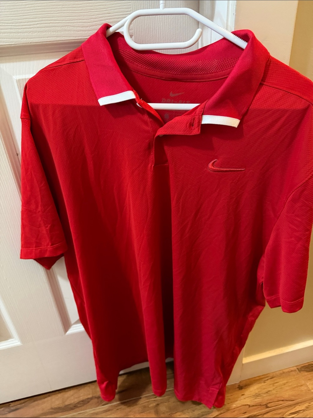 Nike Red Polo with White Collar Trim